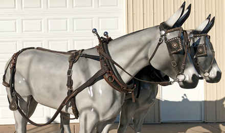 Grey Mule Fiberglass Statue with Harness